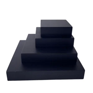Pack of 5 - Square Wood Bases, size 3"x3"x0.75" - Color Black Matte - Picture 1 of 19