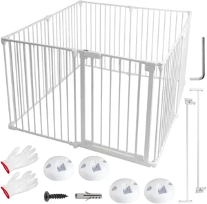 Dog Safety Gate Foldable Pet Fence Universal Folding Enclosure Playpen Play Pen - Picture 1 of 12