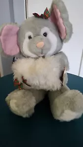 Vintage Applause Mouse con Manicotto Scaldamani Peluche Peluche 14" Plaid Nastri - Foto 1 di 9