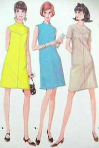 McCall's Vintage Años 60 Bust 36 Mod Vestido Patrón de Costura Simulación Cuello de Tortuga #9071 - Imagen 1 de 3