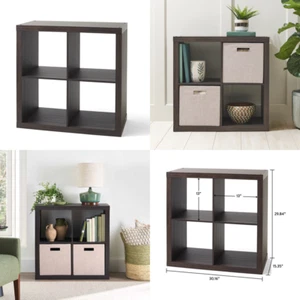 Vinyl Record Album Storage Cabinet 4-Cube Book Case Shelf Rack Organizer, Tobacc - Picture 1 of 10