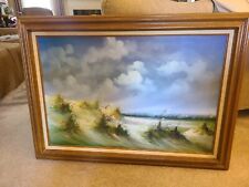 Beautiful  Large Original Oil Painting Of The Ocean And Beach By Jenkins