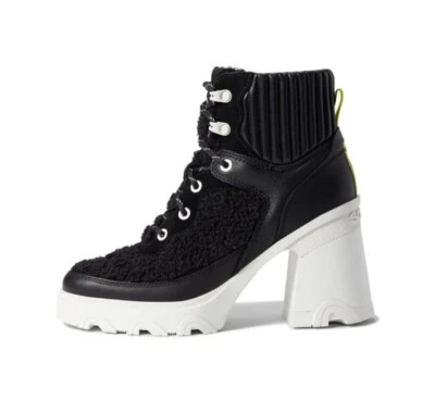 Sorel Women's Brex Heel Cozy Lace Boots Black/White Size 7, New  - Image 1 of 4