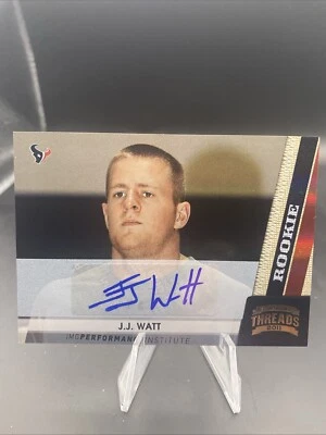 J.J. Watt 2011 Panini Threads Rookie Card Auto /299 Texans Legend HOF!! - Image 1 of 2