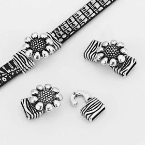 2Sets Tibetan Silver Sunflower 10*2mm Flat End Caps Hook Clasps Jewelry Findings - Picture 1 of 6