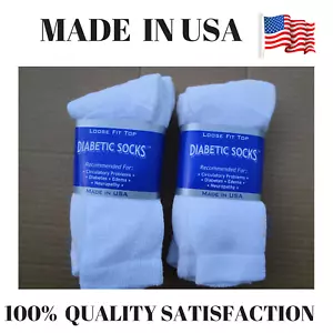 Creswell Top Quality 6 Pairs Made In USA Diabetic Socks White Crew 13-15 Size - Picture 1 of 2