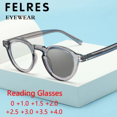Men Women Round Photochromic Reading Glasses Outdoor Shade Presbyopic Glasses  - Image 1 of 4