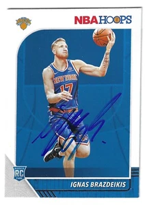 IGNAS IGGY BRAZDEIKIS NEW YORK KNICKS SIGNED NBA HOOPS CARD ORLANDO MAGIC 76ERS - Picture 1 of 1
