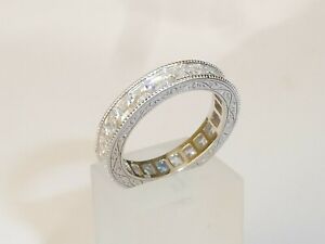 Damen Sterling 925 Silber Asscher Cut White Sapphire voller Ewigkeit Ring