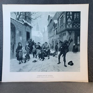 F. PAULSEN - COMING OUT OF SCHOOL Vintage Calendar Print. - Picture 1 of 3