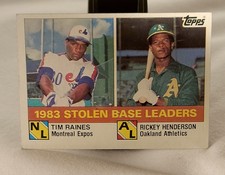 1984 Topps Tiffany Rickey Henderson Tim Raines 1983 Stolen Base Leaders #134