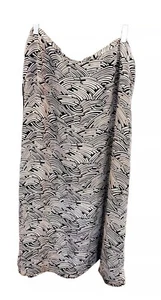 JOSEPHINE CHAUS Long Skirt Plus 16 1X Black Tan Print Silk Lined Geometric - Picture 1 of 6