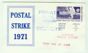 GB Feb.3 1971 Postal Strike Servicio de Entrega Privada Cubierta, First Man On The Moon - Imagen 1 de 3
