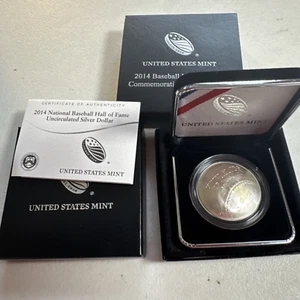 2014-P $1 Baseball Hall Fame Commemorative Silver Dollar UNC. OGP - Very Nice!! - Picture 1 of 3