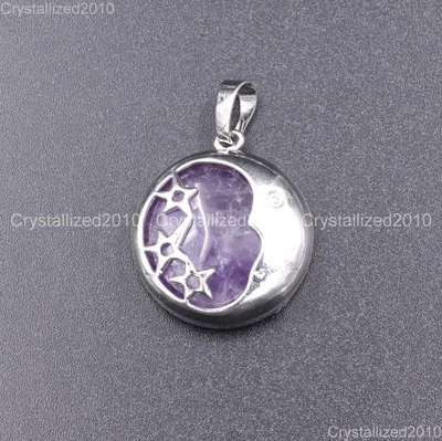 Collares colgantes de cuentas curativas de chakra Reiki con piedras preciosas naturales luna y estrellas Foto 1 de 4