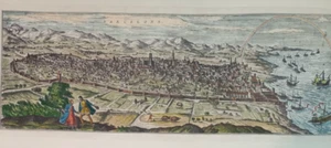 Spagna Barcellona STAMPA Panoramica città Barcelona Espana Map Janssonius 1600 - Picture 1 of 18