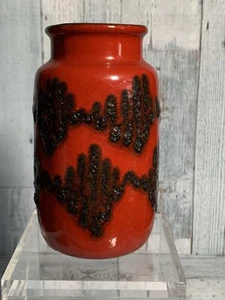 Vtg. West Germany Pottery Vase Red With Black Design 233-15 - Picture 1 of 9
