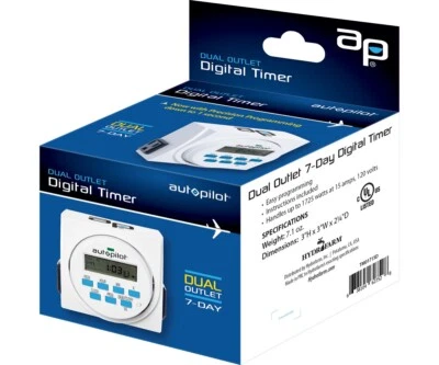 Autopilot Dual Outlet 7-Day Grounded Digital Programmable Timer, 1725W 15A 1 Sec - Image 1 of 2