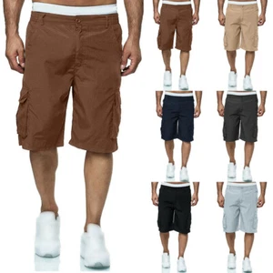 Summer Mens Cargo Shorts Elasticated Waist Pocket Combat Jogger Beach Half Pants - Picture 1 of 29