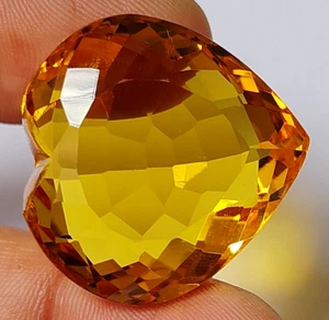 Large Yellow Citrine 82.20 Ct. Heart Shape Loose Gemstone Ring Pendant Bracelet - Picture 1 of 6