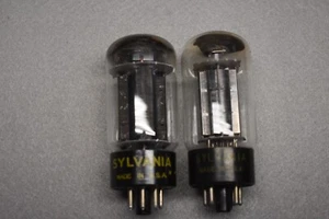 6L6GB Sylvania Black Plate Audio Receiver Power Vacuum Tubes Match Tested Pair - Picture 1 of 9