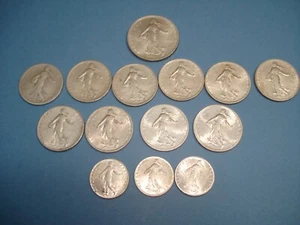 Lot of 14 French Silver Sower Coins - Picture 1 of 9