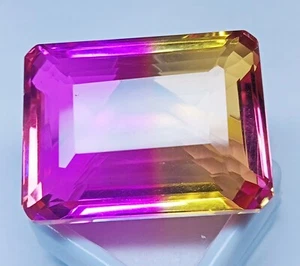 Tourmaline Bi-Color Emerald Shape Certified 122.30 Ct Loose Gemstone - Picture 1 of 12