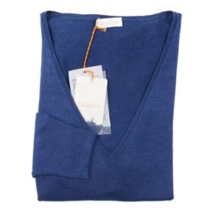 Cruciani Lightweight Superfine Ocean Blue Cashmere-Silk Sweater S Long/Tall NWT - Picture 1 of 5