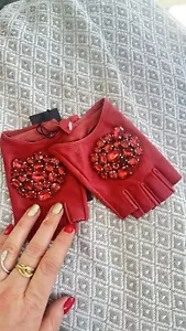 AUTHENTIC LIMITED EDITION LUXURY Karl Lagerfeld Leather Mittens Gloves Size M. - Picture 1 of 7