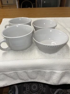 4er Set weiße Schüsseln & Suppentassen - Bild 1 von 9