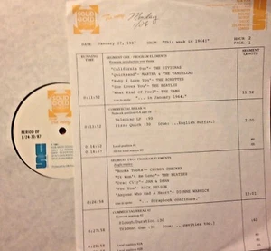 RADIO SHOW: 1/27/87 THIS WK '64 RIVIERAS, JAN & DEAN,RICKY NELSON, KINGSMEN,TAMS - Picture 1 of 2