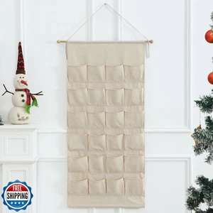 MONOBLANKS Fabric Christmas Advent Calendar with Pockets,Reusable Natural 24  - Picture 1 of 5