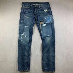 Ralph Lauren Polo Mens 33 Blue Distressed Jeans Sullivan Slim Patchwork 33x32 - Bild 1 von 20