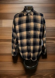 J Crew Flannel Shirt Mens 2XL Brown Plaid Long Sleeve Button Up  Re Imagined - Picture 1 of 17