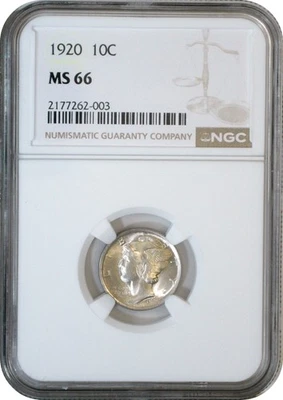 1920 Mercury Dime 10C NGC MS66 Gem Uncirculated - Image 1 of 3