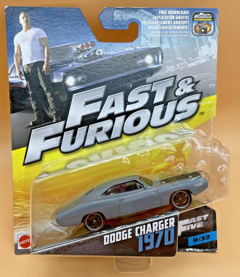Hot Wheels FCF44 Doms 1970 Dodge Charger Primer Grey Fast & Furious 1 55 Mattel