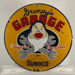 Sunoco Enamel Sign - Ø 50cm (19.7") - Rare Vintage Nice Porcelain Collector Sign - Picture 1 of 17