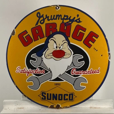 Sunoco Enamel Sign - Ø 50cm (19.7") - Rare Vintage Nice Porcelain Collector Sign - Image 1 of 4