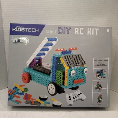 KidsTech 4 in 1 DIY RC Kit Ladder Truck Train Engine Duck Skier 180 Pieces NEW? - Image 1 of 4