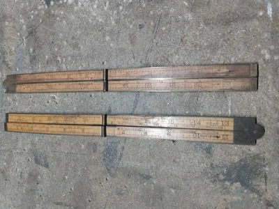 Rare Stanley No 84 & 62 brass edged boxwood 24" rulers - Image 1 of 4