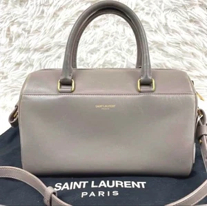 Saint Laurent Mini Boston Bag Baby Duffle 2Way Shoulder Style Gray High-end Rare - Picture 1 of 15