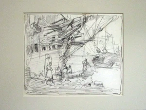 Harry A Vincent (1864-1931) IN FOR REPAIRS original drawing LISTED ARTIST - Picture 1 of 6