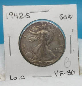 1942-S LIBERTY WALKING HALF DOLLAR Large "S" / 50 Cent / 90% Silver (B) - Picture 1 of 2