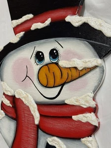Snowman Outdoor Wall Hanging Plaque Artist Signed ‘23 Christmas Seasonal Holiday - Picture 1 of 6