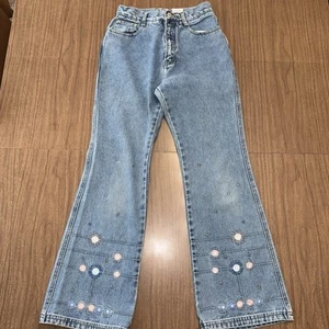 Arizona Jeans Girls Juniors 16 Bootcut Floral Embroidered 24x28 - Picture 1 of 9