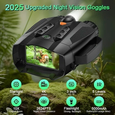 10X Zoom Digital Binoculars 4K Infrared Video Recording Night Vision Goggles - Image 1 of 4