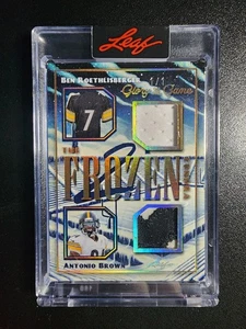 ROETHLISBERGER BROWN 2025 Leaf Glory of the Game Football GAME USED PATCH #1/1 - Picture 1 of 2