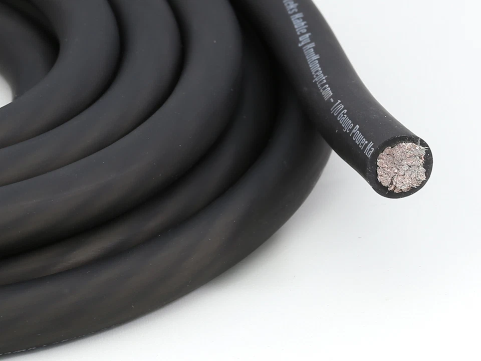 KnuKonceptz Kolossus Flex 1/0 Gauge Black OFC Power Ground Wire 50' Copper 50ft