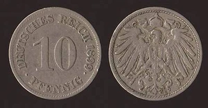 GERMANIA GERMANY 10 PFENNIG 1899 E - Picture 1 of 1