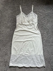 Camisón vintage Vanity Fair talla 36T tricot todo nailon encaje lencería - Imagen 1 de 11